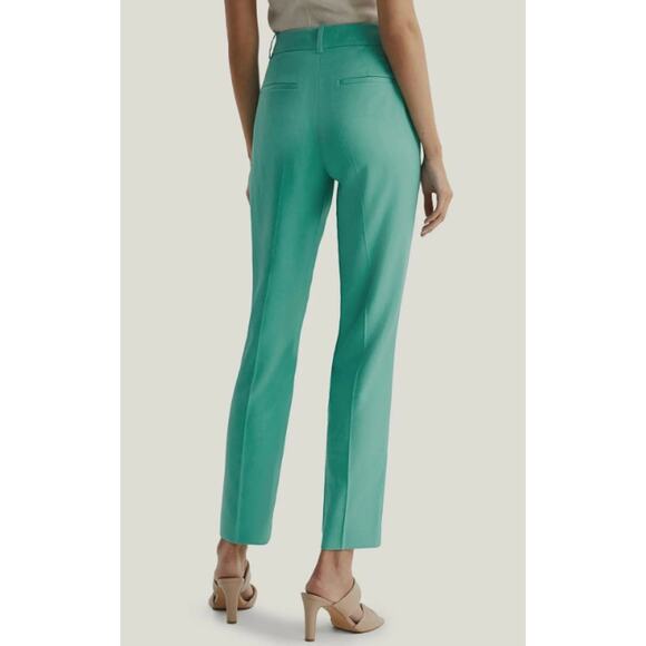 Reiss Ember High-Rise Slim Straight Leg Trouser Pants Size 14 Teal Blue Green - Picture 2 of 11